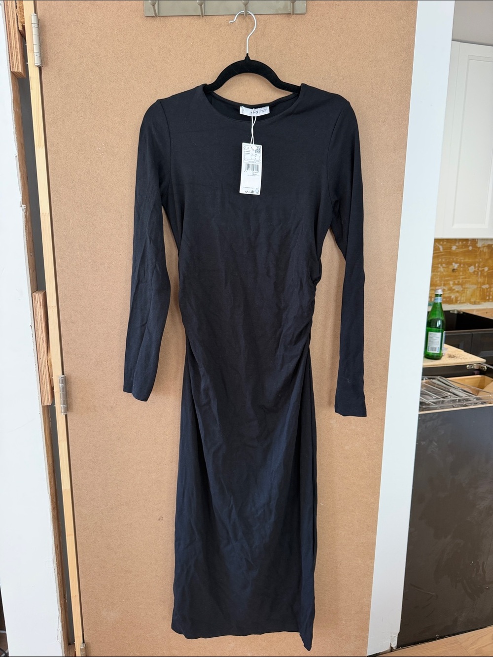 Mango Black Long Sleeve Midi Dress
